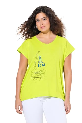 Ulla Popken Damen große Größen Übergrößen Plus Size T-Shirt, Boot, A-Linie, V-Ausschnitt, Halbarm Lime 62+ 836025408-62+ von Ulla Popken