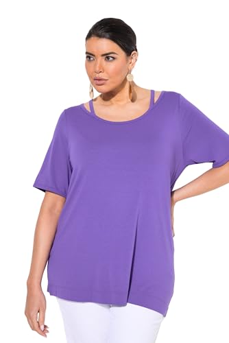 Ulla Popken Damen große Größen Übergrößen Plus Size T-Shirt, Cut-Out, Classic, Rundhals, Halbarm lila 62+ 839057830-62+ von Ulla Popken