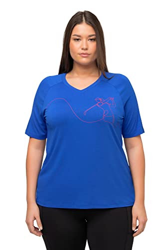 Ulla Popken Damen große Größen Übergrößen Plus Size T-Shirt, Golfmuster, V-Ausschnitt, Halbarm Royalblau 54+ 814006758-54+ von Ulla Popken