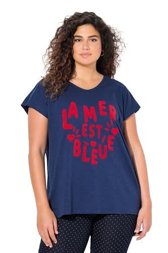 Ulla Popken Damen große Größen Übergrößen Plus Size T-Shirt, La Mer, V-Ausschnitt, Halbarm Tintenblau 46+ 836063740-46+ von Ulla Popken