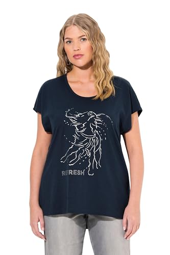 Ulla Popken Damen T-Shirt, Metallic-tiermotiv, Oversized, Rundhals, Halbarm Mit Foil Print, Marine, 50-52 EU von Ulla Popken