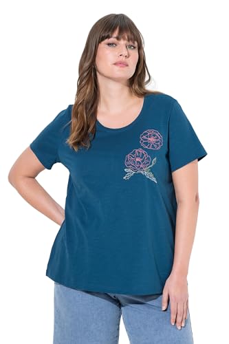 Ulla Popken Damen große Größen Übergrößen Plus Size T-Shirt, Mohn-Stickerei, Rundhals, Halbarm, Biobaumwolle Petrol 54+ 836990744-54+ Ulla Popken Damen große Größen Übergrößen Plus Size T-Shirt, Mohn-Stickerei, Rundhals, Halbarm, Biobaumwolle Petrol 54+ 836990744-54+ von Ulla Popken