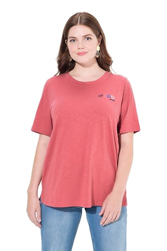 Ulla Popken Damen große Größen Übergrößen Plus Size T-Shirt, Optimist, Rundhals, Halbarm, Biobaumwolle Himbeere 54+ 834380540-54+ von Ulla Popken