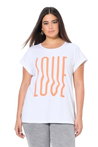 Ulla Popken Damen große Größen Übergrößen Plus Size T-Shirt, Oversized, Love, Halbarm schneeweiß 50+ 829291200-50+ von Ulla Popken