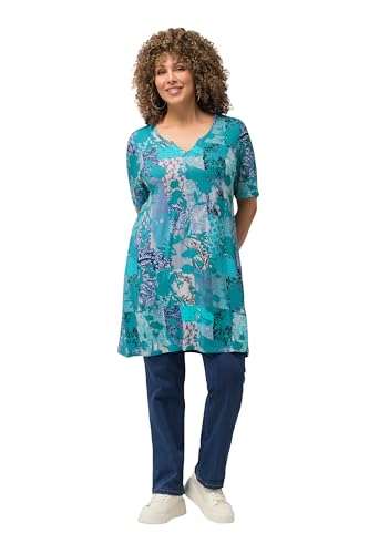 Ulla Popken Damen große Größen Übergrößen Plus Size T-Shirt, Patchdruck, A-Linie, Tunika-Ausschnitt, Halbarm von Ulla Popken