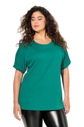 Ulla Popken Damen große Größen Übergrößen Plus Size T-Shirt, Rüschen-Halbarm, Modalmischung smaragd grün 58+ 830808469-58+ von Ulla Popken