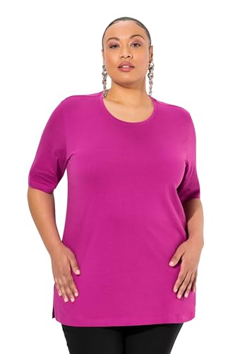 Ulla Popken Damen T-Shirt, Rundhalsausschnitt, Relaxed, Halbarm Tunika-Shirt, Beere, 54-56 EU von Ulla Popken