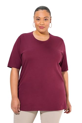 Ulla Popken Damen T-Shirt, Rundhalsausschnitt, Relaxed, Halbarm, Dunkle Beere, 46-48 EU von Ulla Popken