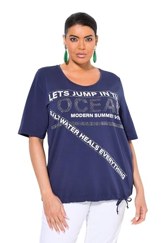 Ulla Popken Damen große Größen Übergrößen Plus Size T-Shirt, Schriftmotiv, Rundhals, Halbarm, Saumband Universum 58+ 839043730-58+ von Ulla Popken