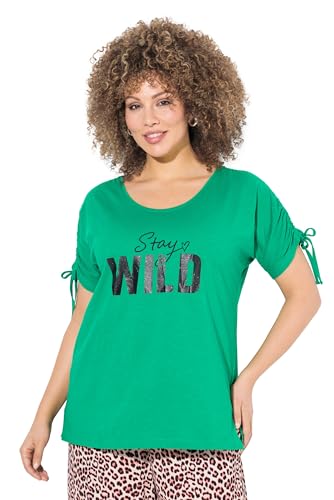 Ulla Popken Damen große Größen Übergrößen Plus Size T-Shirt, Schriftzug, Oversized, Rundhals, Raffband smaragdgrün 54+ 838933459-54+ Ulla Popken Damen große Größen Übergrößen Plus Size T-Shirt, Schriftzug, Oversized, Rundhals, Raffband smaragdgrün 54+ 838933459-54+ von Ulla Popken