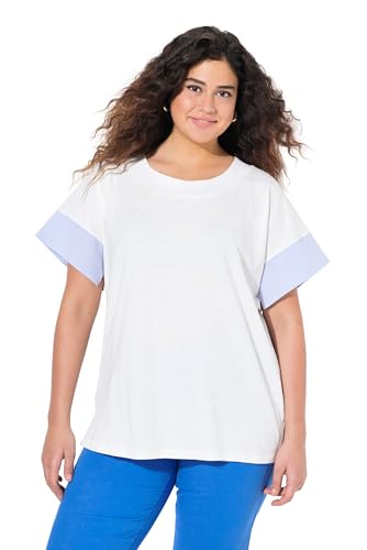 Ulla Popken Damen große Größen Übergrößen Plus Size T-Shirt, Streifen, Oversized, Rundhals, Halbarm Offwhite 58+ 835049201-58+ von Ulla Popken