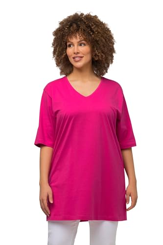 Ulla Popken Damen große Größen Übergrößen Plus Size T-Shirt, V-Ausschnitt, Relaxed, Halbarm Fuchsia pink 58+ 515283815-58+ von Ulla Popken