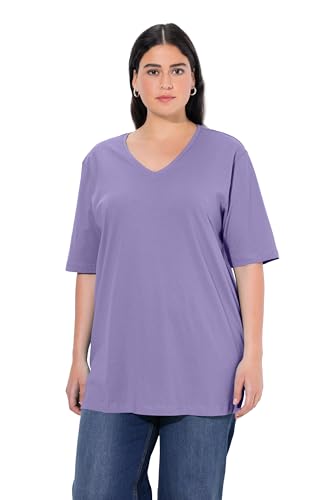 Ulla Popken Damen große Größen Übergrößen Plus Size T-Shirt, V-Ausschnitt, Relaxed, Halbarm blaues Flieder 66+ 515283810-66+ von Ulla Popken