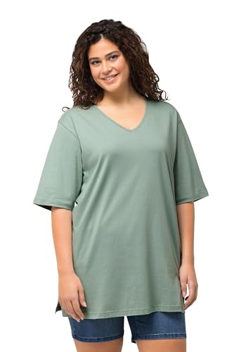 Ulla Popken Damen große Größen Übergrößen Plus Size T-Shirt, V-Ausschnitt, Relaxed, Halbarm helles moosgrün 54+ 515283182-54+ von Ulla Popken