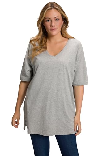 Ulla Popken Damen Basic-v-shirt T-Shirts, Hellgrau Mélange, 46-48 EU von Ulla Popken