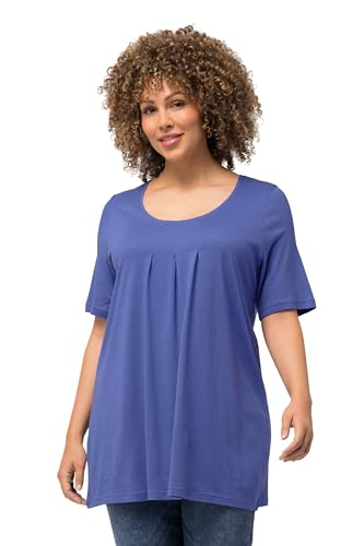 Ulla Popken Damen große Größen Übergrößen Plus Size T-Shirt, Zierfalten, A-Linie, Rundhals, Halbarm, Modal blau lila 50+ 796473720-50+ von Ulla Popken