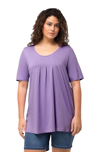 Ulla Popken Damen große Größen Übergrößen Plus Size T-Shirt, Zierfalten, A-Linie, Rundhals, Halbarm, Modal blaues Flieder 42+ 796473810-42+ von Ulla Popken