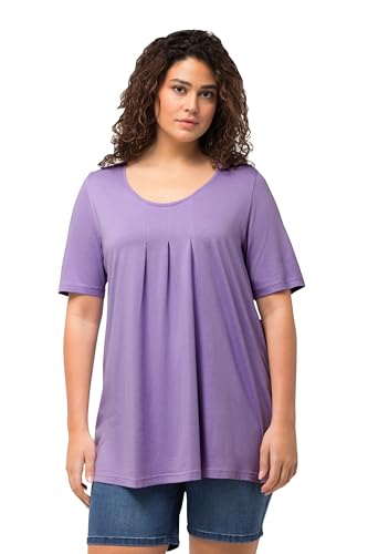 Ulla Popken Damen große Größen Übergrößen Plus Size T-Shirt, Zierfalten, A-Linie, Rundhals, Halbarm, Modal blaues Flieder 46+ 796473810-46+ von Ulla Popken