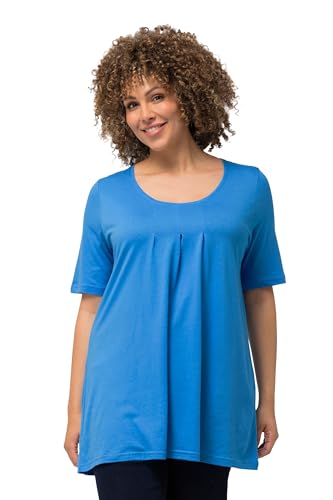 Ulla Popken Damen T, Zierfalten, A-Linie, Rundhals, Halbarm, Modal Shirt Tight, Himmelblau, 46-48 von Ulla Popken