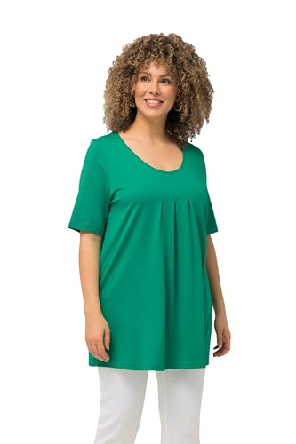 Ulla Popken Damen große Größen Übergrößen Plus Size T-Shirt, Zierfalten, A-Linie, Rundhals, Halbarm, Modal smaragd 54+ 796473458-54+ von Ulla Popken