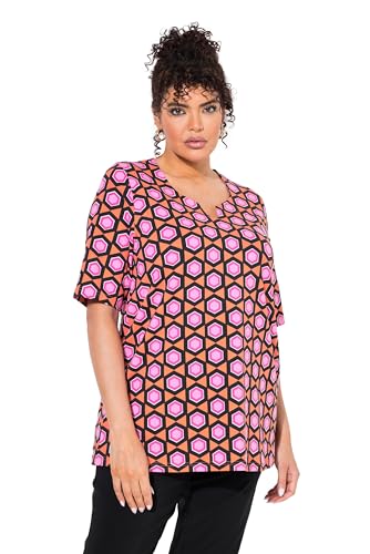 Ulla Popken Damen große Größen Übergrößen Plus Size T-Shirt, grafischer Druck, Tunika-Ausschnitt, Halbarm pink 62+ 839831520-62+ Ulla Popken Damen große Größen Übergrößen Plus Size T-Shirt, grafischer Druck, Tunika-Ausschnitt, Halbarm pink 62+ 839831520-62+ von Ulla Popken