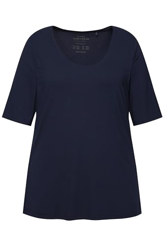 Ulla Popken Damen, vorne doppellagig, V-Ausschnitt, Halbarm T-Shirts, Mitternachts Blau, 46-48 von Ulla Popken