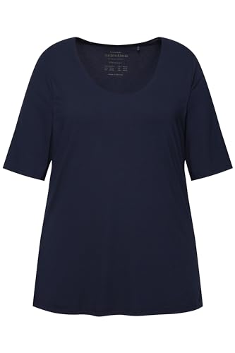 Ulla Popken Damen, vorne doppellagig, V-Ausschnitt, Halbarm T-Shirts, Mitternachts Blau, 50-52 von Ulla Popken