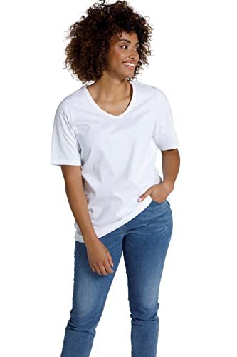 Ulla Popken Damen, 2er-Pack, V-Ausschnitt, Halbarm, Biobaumwolle T-Shirts, Schwarz, 54-56 von Ulla Popken