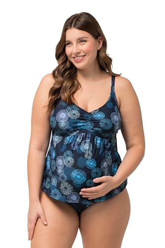 Ulla Popken Damen große Größen Übergrößen Plus Size Tankin, Jellyfish Print Marine 46 815380130-46 von Ulla Popken