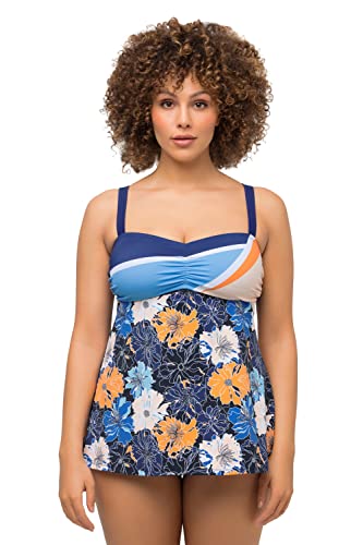 Ulla Popken Damen große Größen Übergrößen Plus Size Tankini, Blüten, Softcups, Träger verstellbar, recycelt violettblau 44 814820738-44 von Ulla Popken