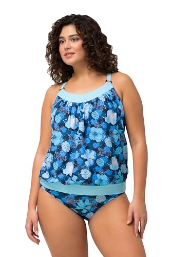 Ulla Popken Damen große Größen Übergrößen Plus Size Tankini, Blumen, Softcups, Träger verstellbar, recycelt walblau 44 826207756-44 von Ulla Popken