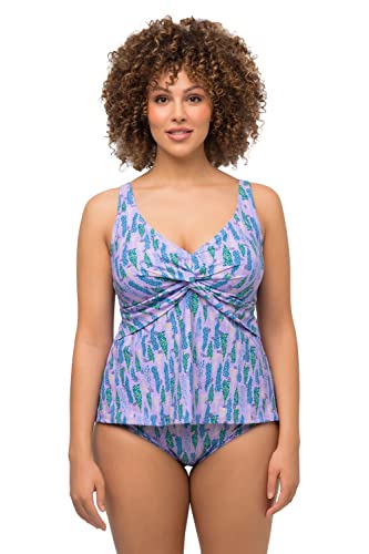 Ulla Popken Damen große Größen Übergrößen Plus Size Tankini, Lupinen, drapiert, Softcups, längeres Top zartes Lavendel 42 815313806-42 von Ulla Popken