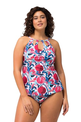 Ulla Popken Damen große Größen Übergrößen Plus Size Tankini, Punkte, Cut-Outs, Softcups, Holzoptik-Dekore schneeweiß 48 827159200-48 von Ulla Popken