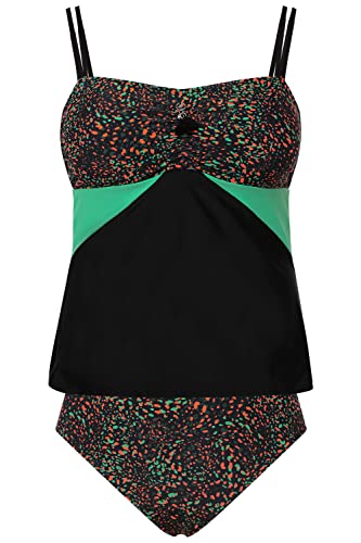 Ulla Popken Damen große Größen Übergrößen Plus Size Tankini, Punkte, Quaste, Softcups, längeres Oberteil schwarz 42 814941100-42 von Ulla Popken