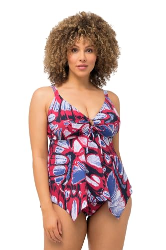 Ulla Popken Damen große Größen Übergrößen Plus Size Tankini, Schmetterlinge, Softcups, Zipfelsaum, recycelt Salsa 44 826167530-44 von Ulla Popken