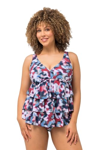 Ulla Popken Damen große Größen Übergrößen Plus Size Tankini, Volants, Softcups, Träger verstellbar, recycelt Marine 44 826165130-44 von Ulla Popken