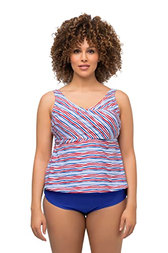 Ulla Popken Damen große Größen Übergrößen Plus Size Tankini, Wellenstreifen, Softcups, Wickeloptik, recycelt schneeweiß 60 815267200-60 von Ulla Popken