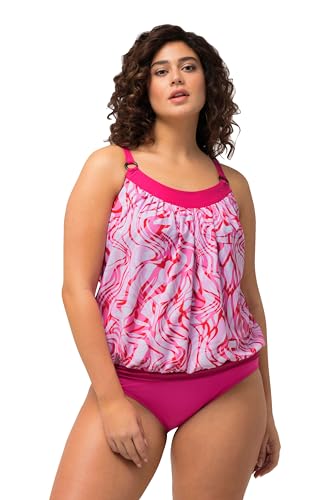 Ulla Popken Damen große Größen Übergrößen Plus Size Tankini, Wirbelmuster, Softcups, Gummisaum, recycelt magentapink 56 826256528-56 von Ulla Popken