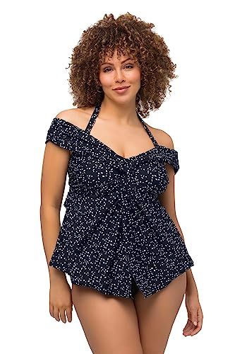 Ulla Popken Damen große Größen Übergrößen Plus Size Tankini, längeres Oberteil, Softcups, Cut-Out schwarz 46 814939100-46 von Ulla Popken