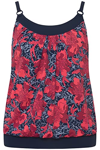 Ulla Popken Damen große Größen Übergrößen Plus Size Tankini-Top, Blumen, Softcups, Gummisaum Marine 44 814444130-44 von Ulla Popken