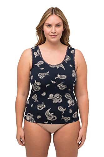 Ulla Popken Damen große Größen Übergrößen Plus Size Tanktops, 2er-Pack, Paisley, Spitze, Rundhals, ärmellos Marine 50+ 815948130-50+ von Ulla Popken