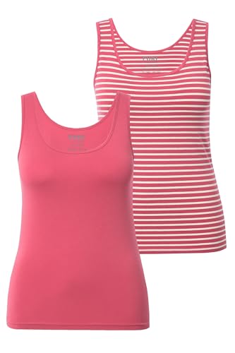 Ulla Popken Damen große Größen Übergrößen Plus Size Tanktops, 2er-Pack, Rundhals, ärmellos, Biobaumwolle von Ulla Popken