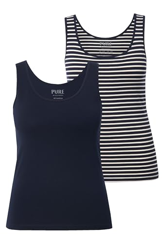 Ulla Popken Damen große Größen Übergrößen Plus Size Tanktops, 2er-Pack, Rundhals, ärmellos, Biobaumwolle von Ulla Popken