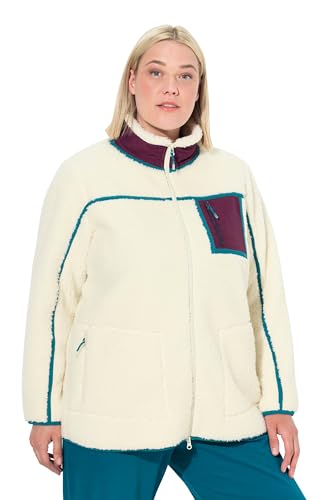 Ulla Popken Damen große Größen Übergrößen Plus Size Teddy-Fleecejacke, Stehkragen, 2-Wege-Zipper Taupe 58+ 833589151-58+ von Ulla Popken