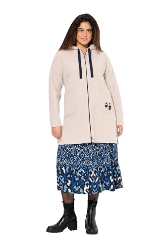 Ulla Popken Damen große Größen Übergrößen Plus Size Teddy-Longjacke, Herz, Oversized, Kapuze kieselgrau 50+ 831754300-50+ von Ulla Popken