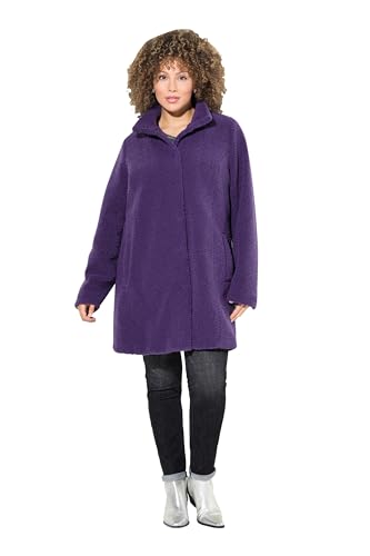 Ulla Popken Damen große Größen Übergrößen Plus Size Teddy-Mantel, A-Linie, Stehkragen, Druckknöpfe violett 50+ 833695836-50+ von Ulla Popken