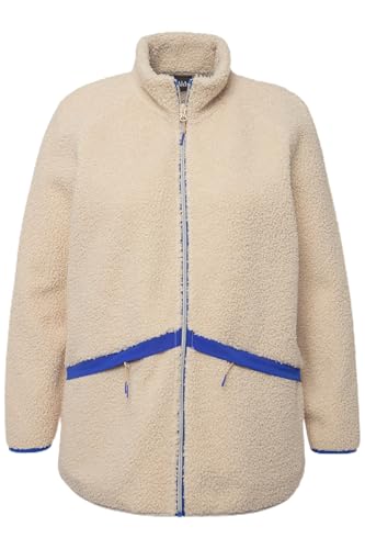 Ulla Popken Damen große Größen Übergrößen Plus Size Teddyjacke, Stehkragen, Farbakzente, kuschelweich vanille 46+ 820080150-46+ von Ulla Popken