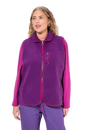 Ulla Popken Damen große Größen Übergrößen Plus Size Teddyweste, Stehkragen, 2-Wege-Zipper, ärmellos dunkles violett 46+ 831762835-46+ von Ulla Popken