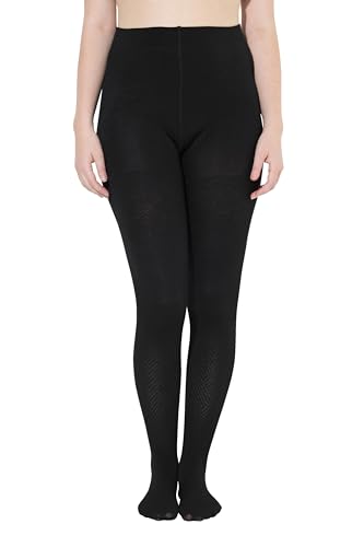 Ulla Popken Damen große Größen Übergrößen Plus Size Thermo-Strumpfhose, Muster, Thermofleece schwarz 42+ 833808100-42+ von Ulla Popken