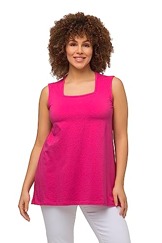 Ulla Popken Damen große Größen Übergrößen Plus Size Top, A-Linie, Carree-Ausschnitt, ärmellos Fuchsia pink 42+ 807294815-42+ von Ulla Popken